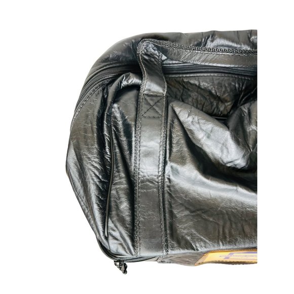 Belding Sports Vintage 1970's Custom Grain Black Leather Golf Gym Tote Bag - Picture 10 of 13